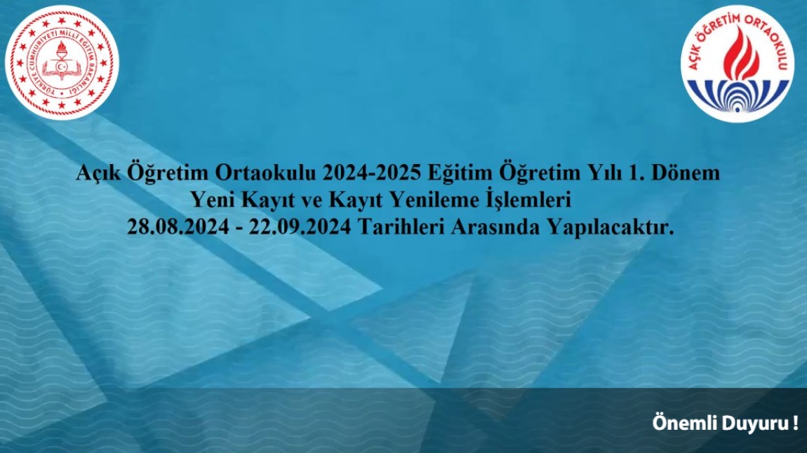 AÇIKÖĞRETİM KAYITLARI 02/08/2024 TARİHİ İTİBARİYLE YENİ ADRESİMİZDE YAPILMAYA BAŞLANACAKTIR